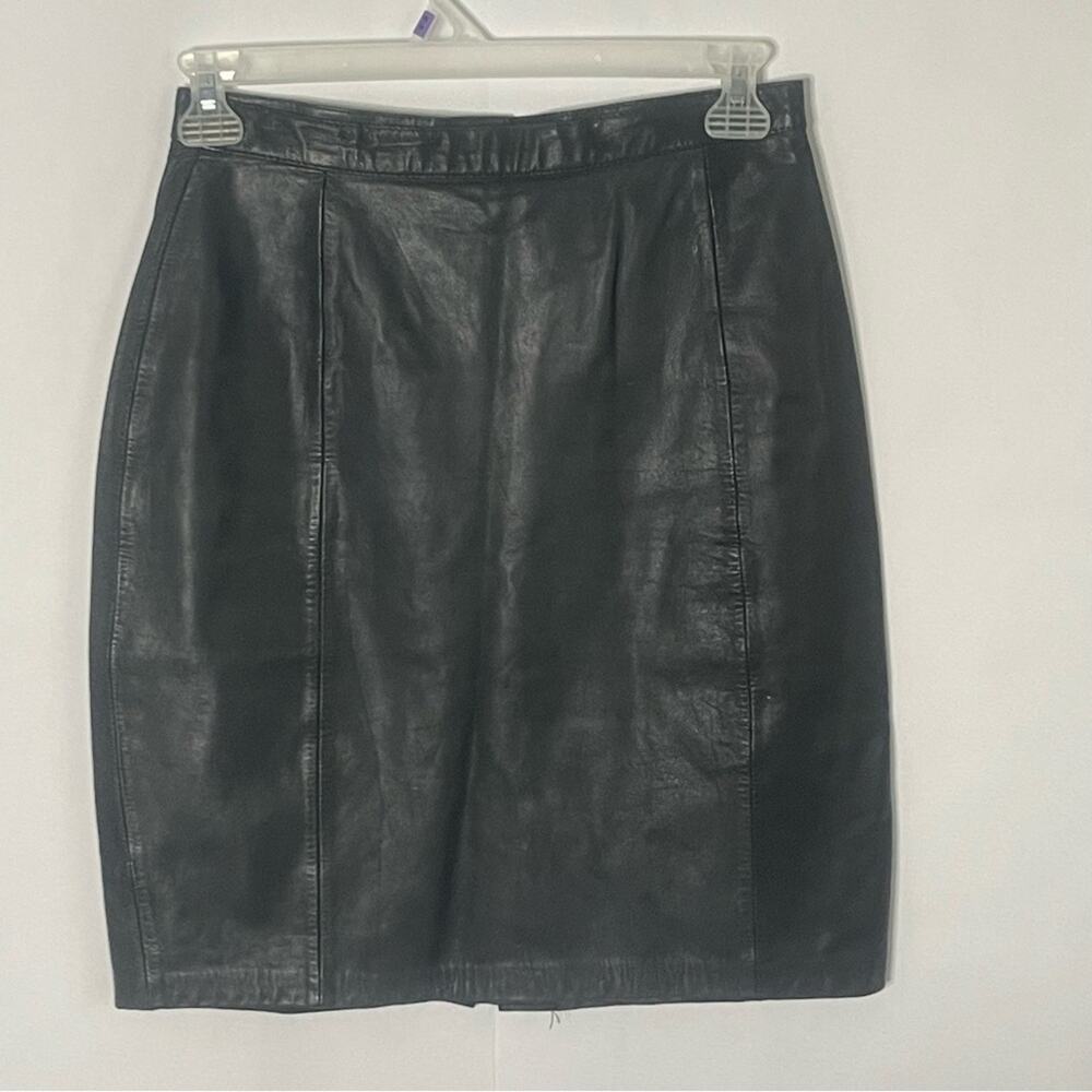 Vintage Express Leather Skirt Womens Size 11/12 Punkrock Goth Grunge Glam Rock